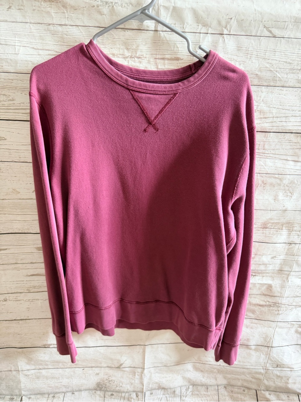 J. Crew Garment-Dyed Crewneck Sweatshirt in Burgundy